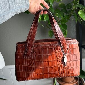 Fossil Brown Croc-Embossed Tote